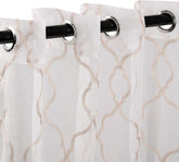 Embroidered Lattice Grommet Sheer Curtain Panel Set